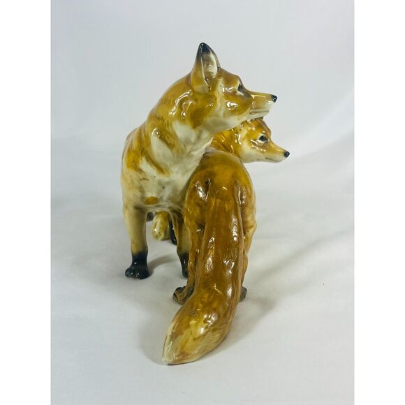 Vintage Hutschenreuther Germany Porcelain Figurine K Tutter Pair Foxes - Picture 3 of 12